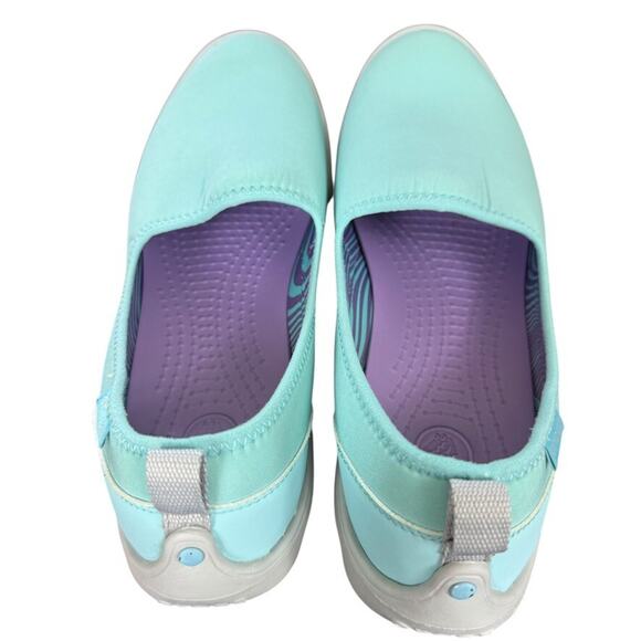 Crocs Duet Busy Day Skimmer Slip On Shoes Aqua Flat Mismatched Left 8 Right 9 - Picture 6 of 12